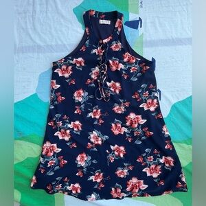 Altar'd State Navy Floral Criss Cross Dress